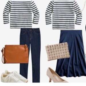 J. Crew Navy and White Striped Long Sleeve Top